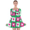 Pink Hearts Valentine Love Checks Long Sleeve Skater Dress View1
