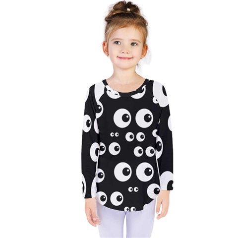 Seamless Eyes Tile Pattern Kids  Long Sleeve Tee by Nexatart