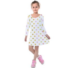 Polka Dots Retro Kids  Long Sleeve Velvet Dress