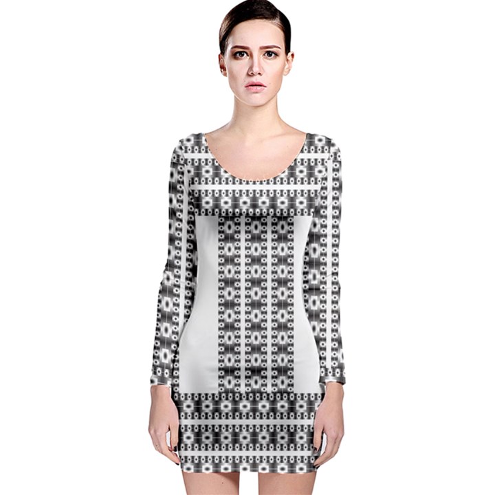 Pattern Background Texture Black Long Sleeve Bodycon Dress