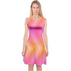 Pattern Background Pink Orange Capsleeve Midi Dress