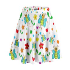 Cute Butterflies And Flowers Pattern High Waist Skirt by Valentinaart