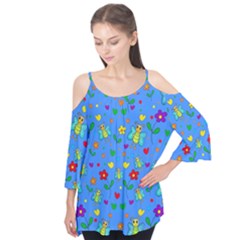 Cute Butterflies And Flowers Pattern - Blue Flutter Tees