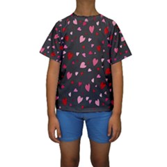 Hearts Pattern Kids  Short Sleeve Swimwear