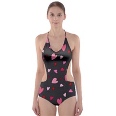 Hearts Pattern Cut-out One Piece Swimsuit by Valentinaart