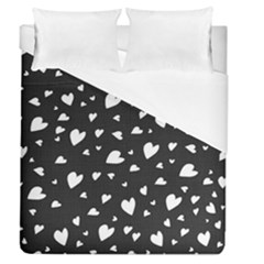 Black And White Hearts Pattern Duvet Cover (queen Size) by Valentinaart