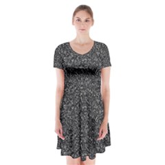 Gray Texture Short Sleeve V-neck Flare Dress by Valentinaart