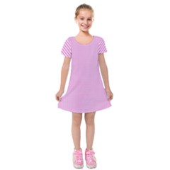 Pink Texture Kids  Short Sleeve Velvet Dress by Valentinaart