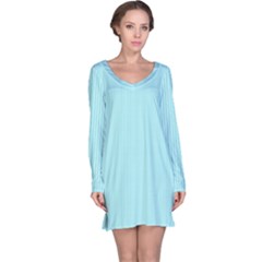 Light Blue Texture Long Sleeve Nightdress by Valentinaart