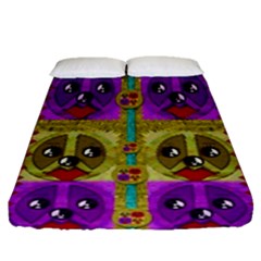 Peace Dogs Fitted Sheet (Queen Size)