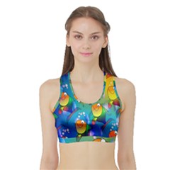 Fish Pattern Sports Bra With Border