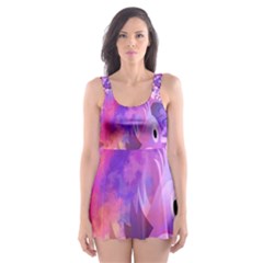 Abstract Flowers Bird Artwork Skater Dress Swimsuit