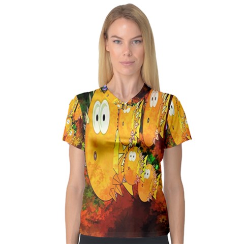 Abstract Fish Artwork Digital Art Women s V-neck Sport Mesh Tee by Nexatart