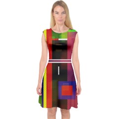 Abstract Art Geometric Background Capsleeve Midi Dress