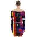 Abstract Art Geometric Background Long Sleeve Off Shoulder Dress View2