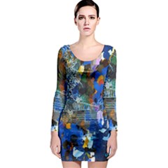 Abstract Farm Digital Art Long Sleeve Bodycon Dress