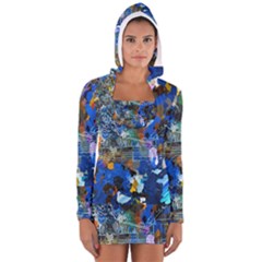 Abstract Farm Digital Art Women s Long Sleeve Hooded T-shirt