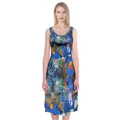 Abstract Farm Digital Art Midi Sleeveless Dress