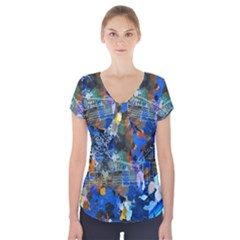 Abstract Farm Digital Art Short Sleeve Front Detail Top