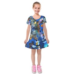 Abstract Farm Digital Art Kids  Short Sleeve Velvet Dress