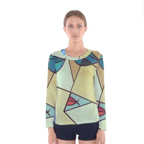 Abstract Art Face Women s Long Sleeve Tee by Nexatart