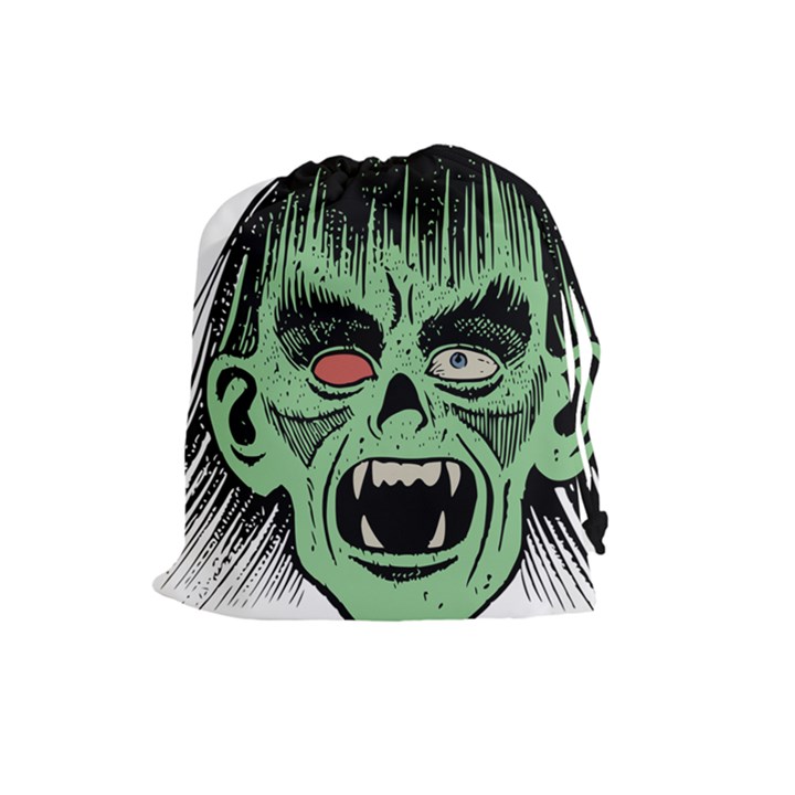 Zombie Face Vector Clipart Drawstring Pouches (Large) 