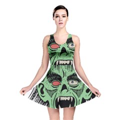 Zombie Face Vector Clipart Reversible Skater Dress