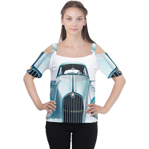 Oldtimer Car Vintage Automobile Women s Cutout Shoulder Tee by Nexatart