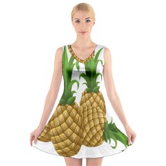 Pineapples Tropical Fruits Foods V-neck Sleeveless Skater Dress by Nexatart