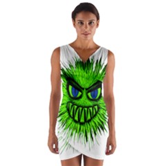 Monster Green Evil Common Wrap Front Bodycon Dress