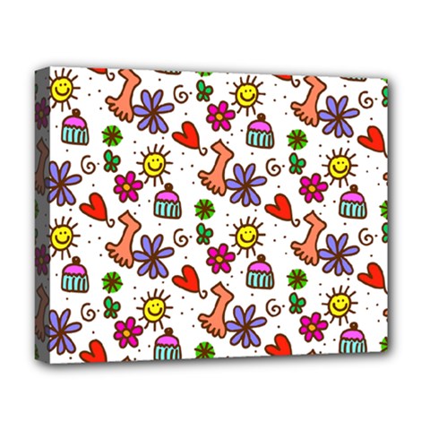 Doodle Pattern Deluxe Canvas 20  X 16   by Nexatart