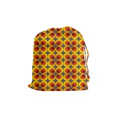 Seventies Hippie Psychedelic Circle Drawstring Pouches (medium)  by Nexatart