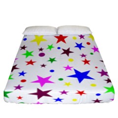 Stars Pattern Background Colorful Red Blue Pink Fitted Sheet (california King Size) by Nexatart