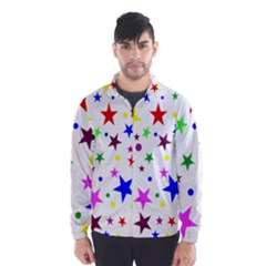 Stars Pattern Background Colorful Red Blue Pink Wind Breaker (men) by Nexatart