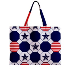 Patriotic Symbolic Red White Blue Zipper Mini Tote Bag by Nexatart