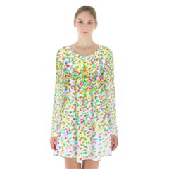 Confetti Celebration Party Colorful Long Sleeve Velvet V-neck Dress by Nexatart