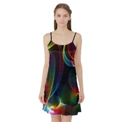 Abstract Rainbow Twirls Satin Night Slip by Nexatart