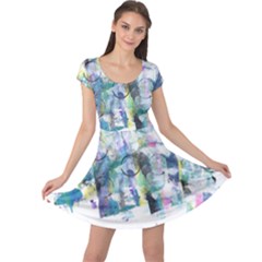 Background Color Circle Pattern Cap Sleeve Dresses by Nexatart