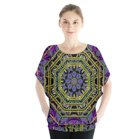 Wonderful Peace Flower Mandala Blouse by pepitasart