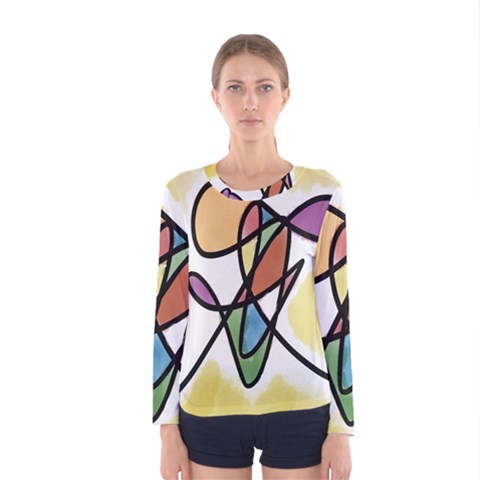 Art Abstract Exhibition Colours Women s Long Sleeve Tee by Nexatart