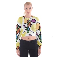 Art Abstract Exhibition Colours Women s Cropped Sweatshirt
