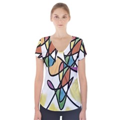 Art Abstract Exhibition Colours Short Sleeve Front Detail Top by Nexatart