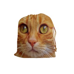 Cat Red Cute Mackerel Tiger Sweet Drawstring Pouches (large)  by Nexatart