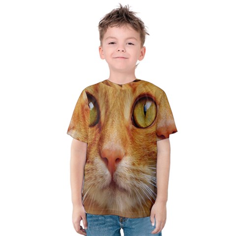 Cat Red Cute Mackerel Tiger Sweet Kids  Cotton Tee by Nexatart