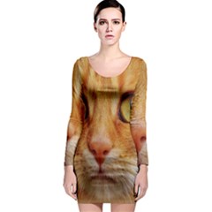 Cat Red Cute Mackerel Tiger Sweet Long Sleeve Bodycon Dress