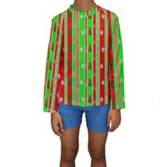 Christmas Paper Pattern Kids  Long Sleeve Swimwear