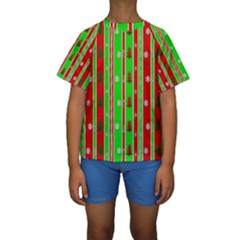 Christmas Paper Pattern Kids  Short Sleeve Swimwear