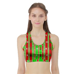 Christmas Paper Pattern Sports Bra with Border