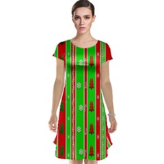 Christmas Paper Pattern Cap Sleeve Nightdress