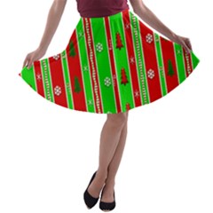 Christmas Paper Pattern A-line Skater Skirt